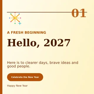 Editorial New Year Greeting Square Post — editable white seasonal template, instagram post