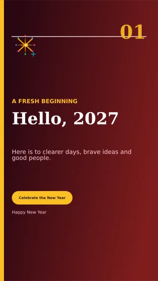 Editorial New Year Greeting Story — editable black seasonal template, story / reel