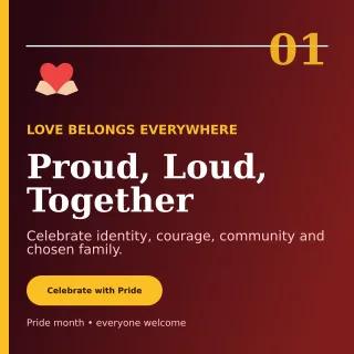 Editorial Pride Celebration Square Post — editable black seasonal template, instagram post