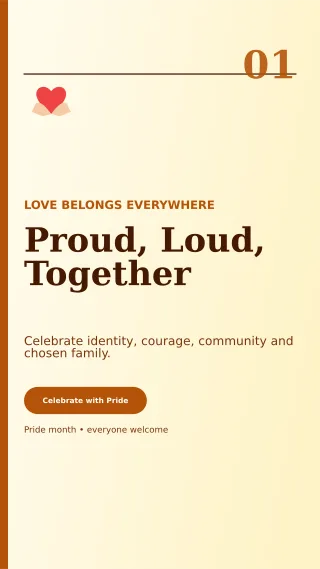 Editorial Pride Celebration Story — editable white seasonal template, story / reel