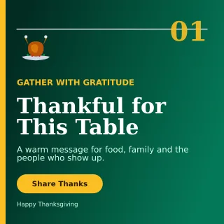 Editorial Thanksgiving Greeting Square Post — editable black seasonal template, instagram post