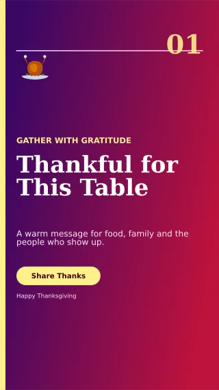 Editorial Thanksgiving Greeting Story — editable purple seasonal template, story / reel