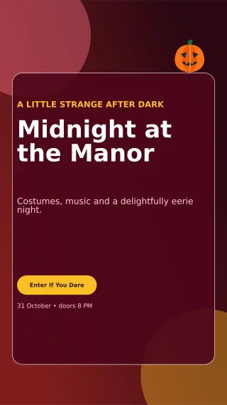 Glass Halloween Event Story — editable black seasonal template, story / reel