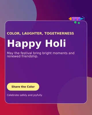 Glass Holi Greeting Portrait Post — editable purple seasonal template, instagram portrait