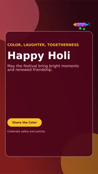 Glass Holi Greeting Story — editable black seasonal template, story / reel