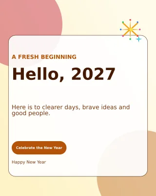 Glass New Year Greeting Portrait Post — editable white seasonal template, instagram portrait