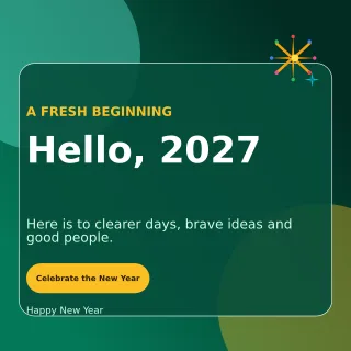 Glass New Year Greeting Square Post — editable black seasonal template, instagram post