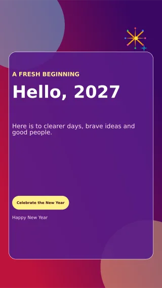 Glass New Year Greeting Story — editable purple seasonal template, story / reel