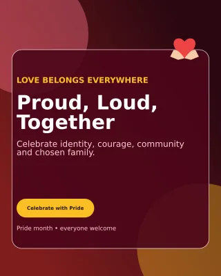Glass Pride Celebration Portrait Post — editable black seasonal template, instagram portrait