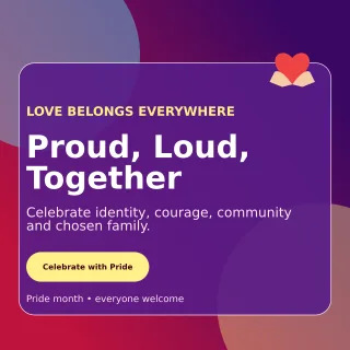 Glass Pride Celebration Square Post — editable purple seasonal template, instagram post