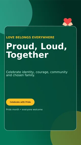 Glass Pride Celebration Story — editable black seasonal template, story / reel