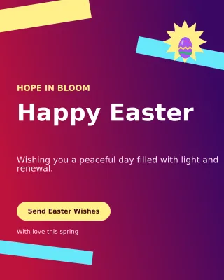 Kinetic Easter Greeting Portrait Post — editable purple seasonal template, instagram portrait