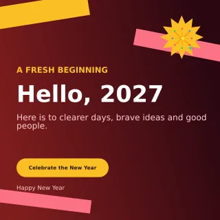 Kinetic New Year Greeting Square Post — editable black seasonal template, instagram post