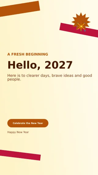 Kinetic New Year Greeting Story — editable white seasonal template, story / reel