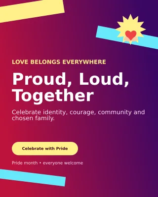 Kinetic Pride Celebration Portrait Post — editable purple seasonal template, instagram portrait