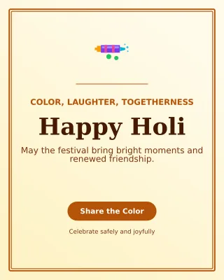 Luxe Holi Greeting Portrait Post — editable white seasonal template, instagram portrait