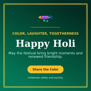 Luxe Holi Greeting Square Post — editable black seasonal template, instagram post