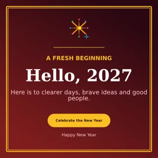 Luxe New Year Greeting Square Post — editable black seasonal template, instagram post
