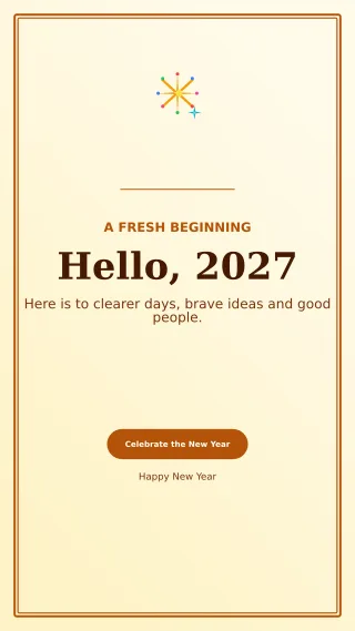 Luxe New Year Greeting Story — editable white seasonal template, story / reel