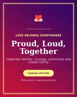 Luxe Pride Celebration Portrait Post — editable purple seasonal template, instagram portrait