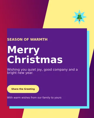 Neo Christmas Greeting Portrait Post — editable purple seasonal template, instagram portrait