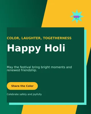 Neo Holi Greeting Portrait Post — editable black seasonal template, instagram portrait