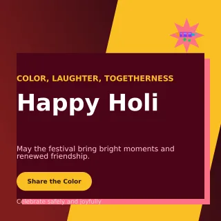 Neo Holi Greeting Square Post — editable black seasonal template, instagram post