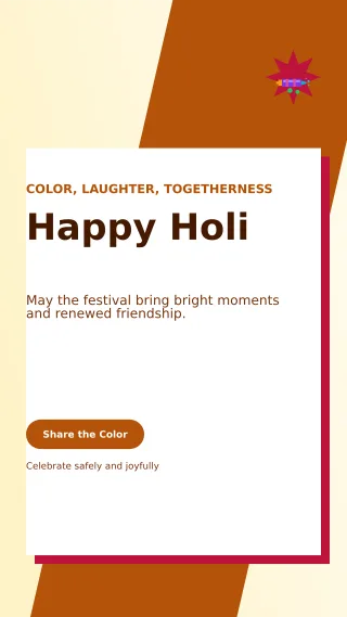 Neo Holi Greeting Story — editable white seasonal template, story / reel