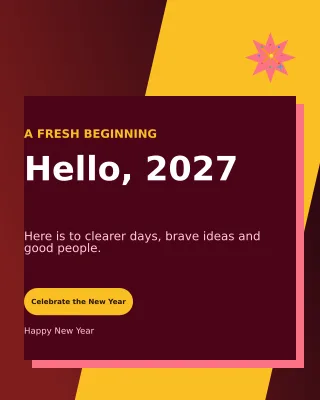 Neo New Year Greeting Portrait Post — editable black seasonal template, instagram portrait