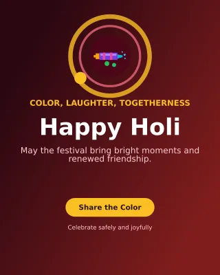 Orbit Holi Greeting Portrait Post — editable black seasonal template, instagram portrait