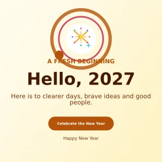 Orbit New Year Greeting Square Post — editable white seasonal template, instagram post