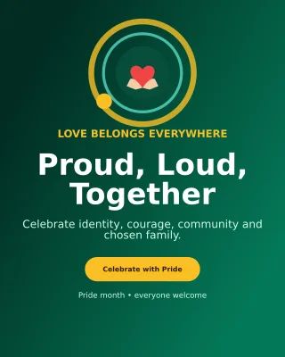 Orbit Pride Celebration Portrait Post — editable black seasonal template, instagram portrait