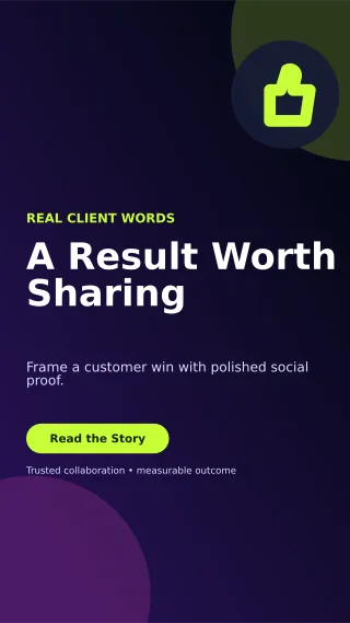 Aurora Client Testimonial Story — editable black social media template, story / reel