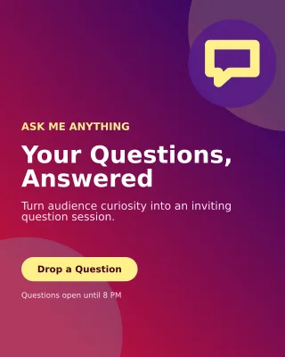 Aurora Story Q&A Portrait Post — editable purple social media template, instagram portrait