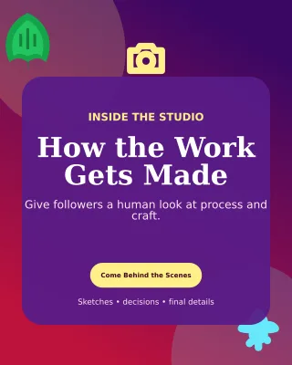 Botanical Behind the Scenes Portrait Post — editable purple social media template, instagram portrait