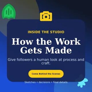 Botanical Behind the Scenes Square Post — editable blue social media template, instagram post
