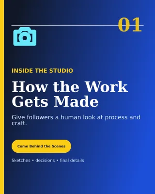 Editorial Behind the Scenes Portrait Post — editable blue social media template, instagram portrait