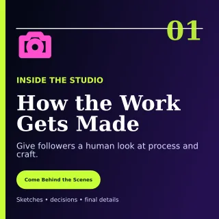 Editorial Behind the Scenes Square Post — editable black social media template, instagram post