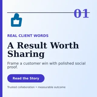 Editorial Client Testimonial Square Post — editable white social media template, instagram post