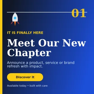 Editorial Launch Announcement Square Post — editable blue social media template, instagram post