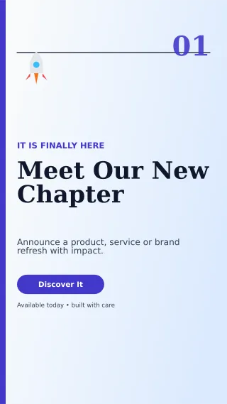 Editorial Launch Announcement Story — editable white social media template, story / reel