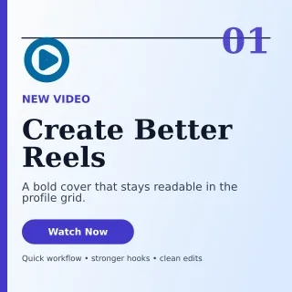 Editorial Reel Cover Square Post — editable white social media template, instagram post