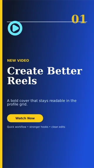 Editorial Reel Cover Story — editable blue social media template, story / reel