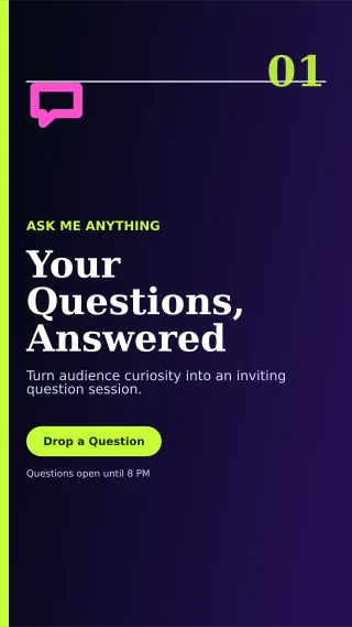 Editorial Story Q&A Story — editable black social media template, story / reel
