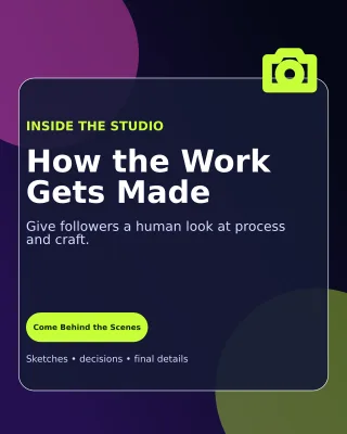 Glass Behind the Scenes Portrait Post — editable black social media template, instagram portrait