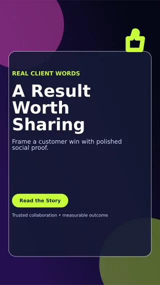Glass Client Testimonial Story — editable black social media template, story / reel