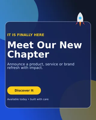 Glass Launch Announcement Portrait Post — editable blue social media template, instagram portrait