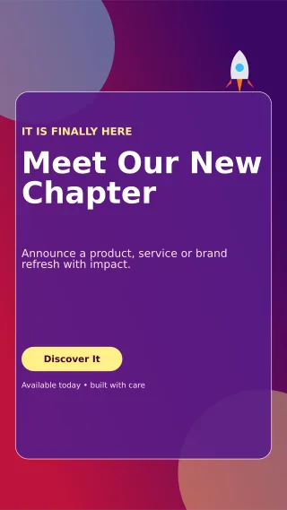 Glass Launch Announcement Story — editable purple social media template, story / reel