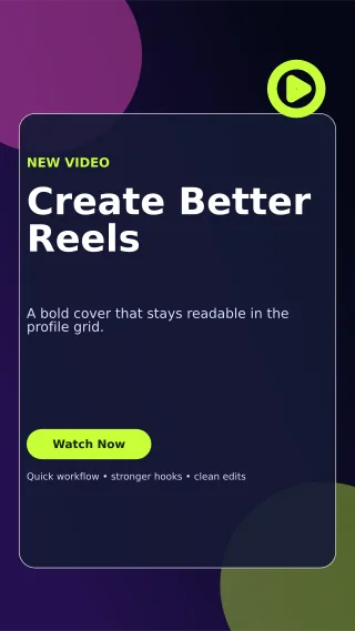 Glass Reel Cover Story — editable black social media template, story / reel