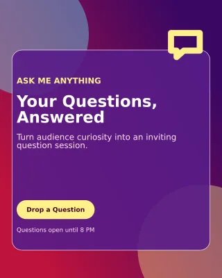 Glass Story Q&A Portrait Post — editable purple social media template, instagram portrait